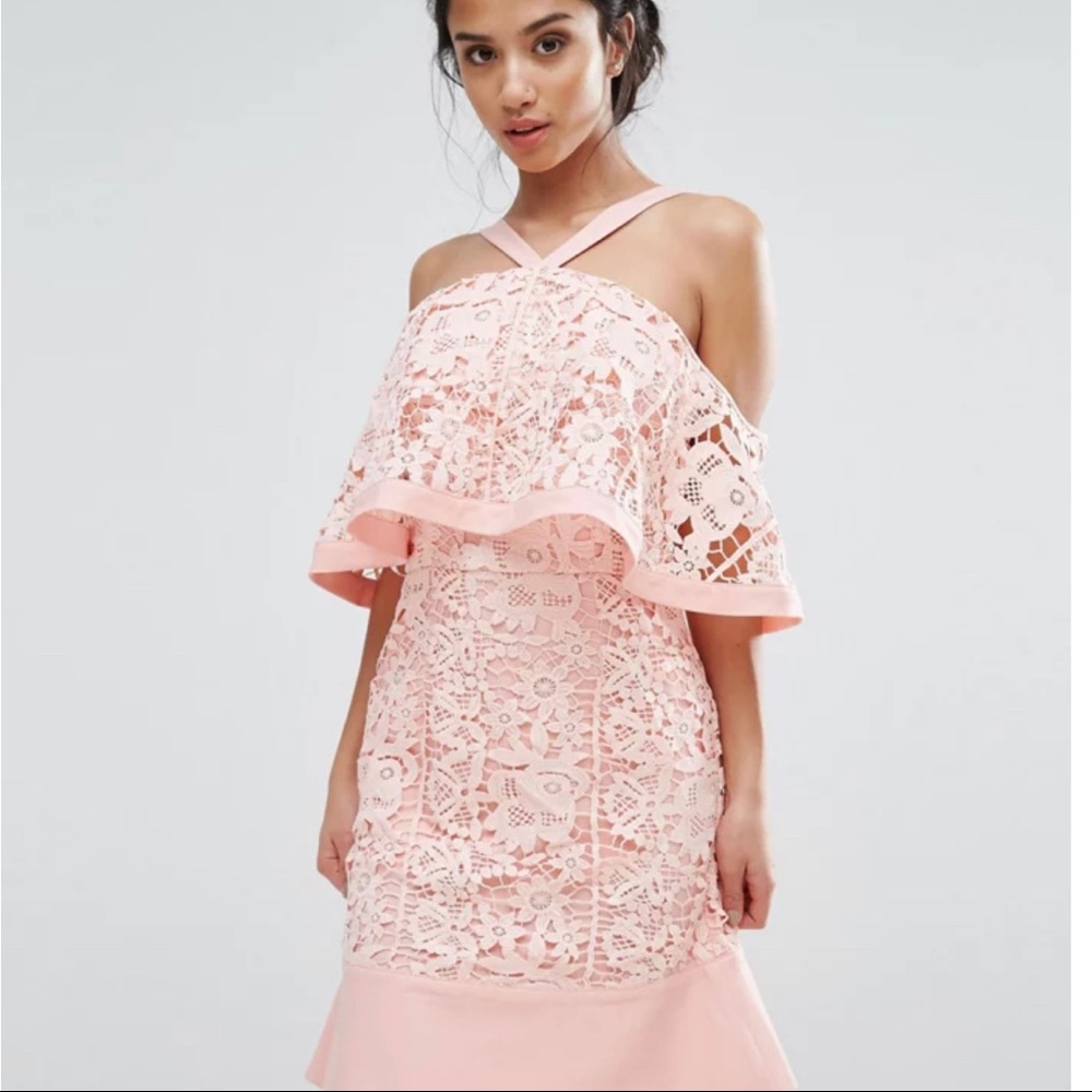 Jarlo Petite Off Shoulder Cutwork Lace Mini Dress - inspired by Self Portrait